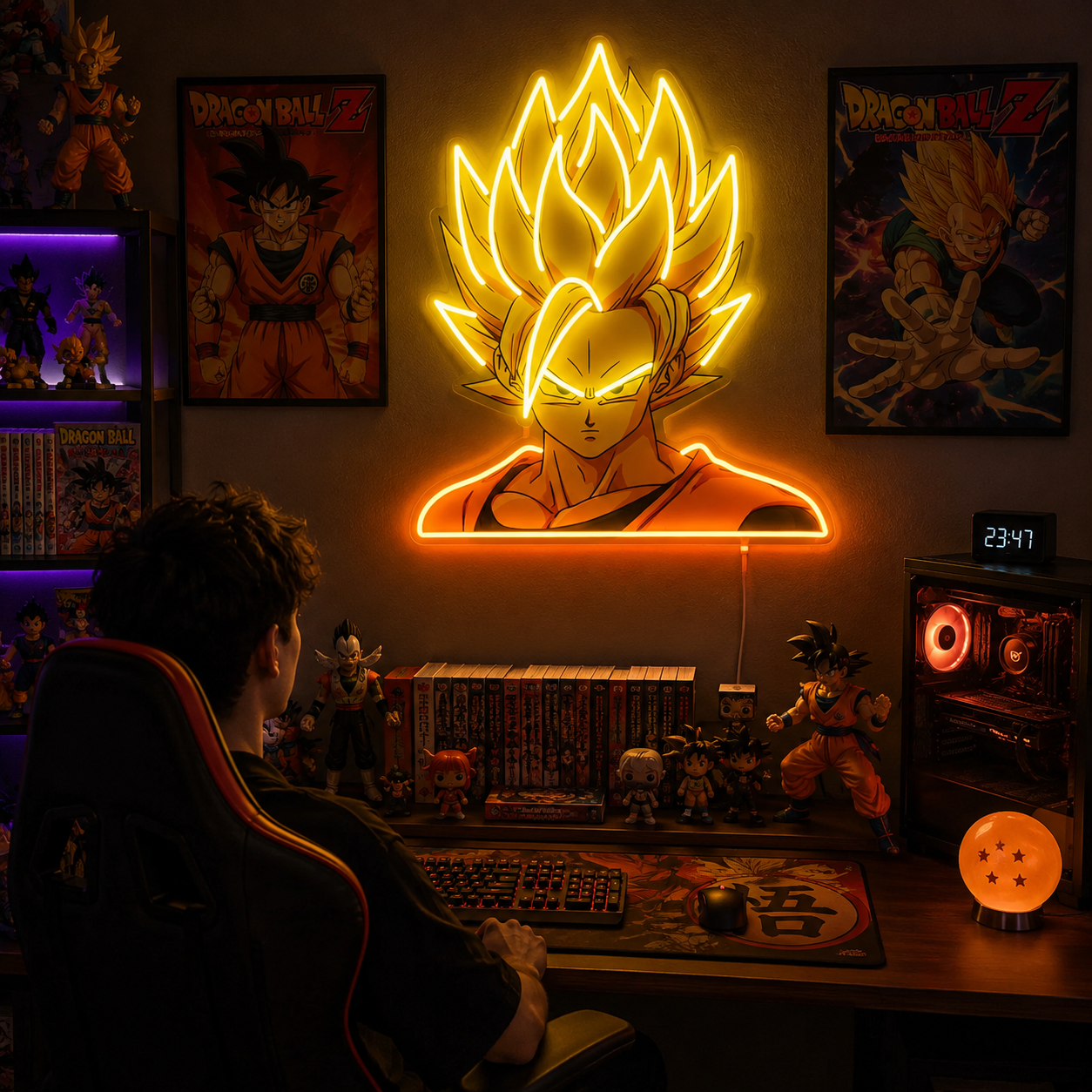 Anime Warrior Uv Print Neon Sign Super Warrior Led Wall Light Gaming Room Decor Otaku Bedroom Manga Gift