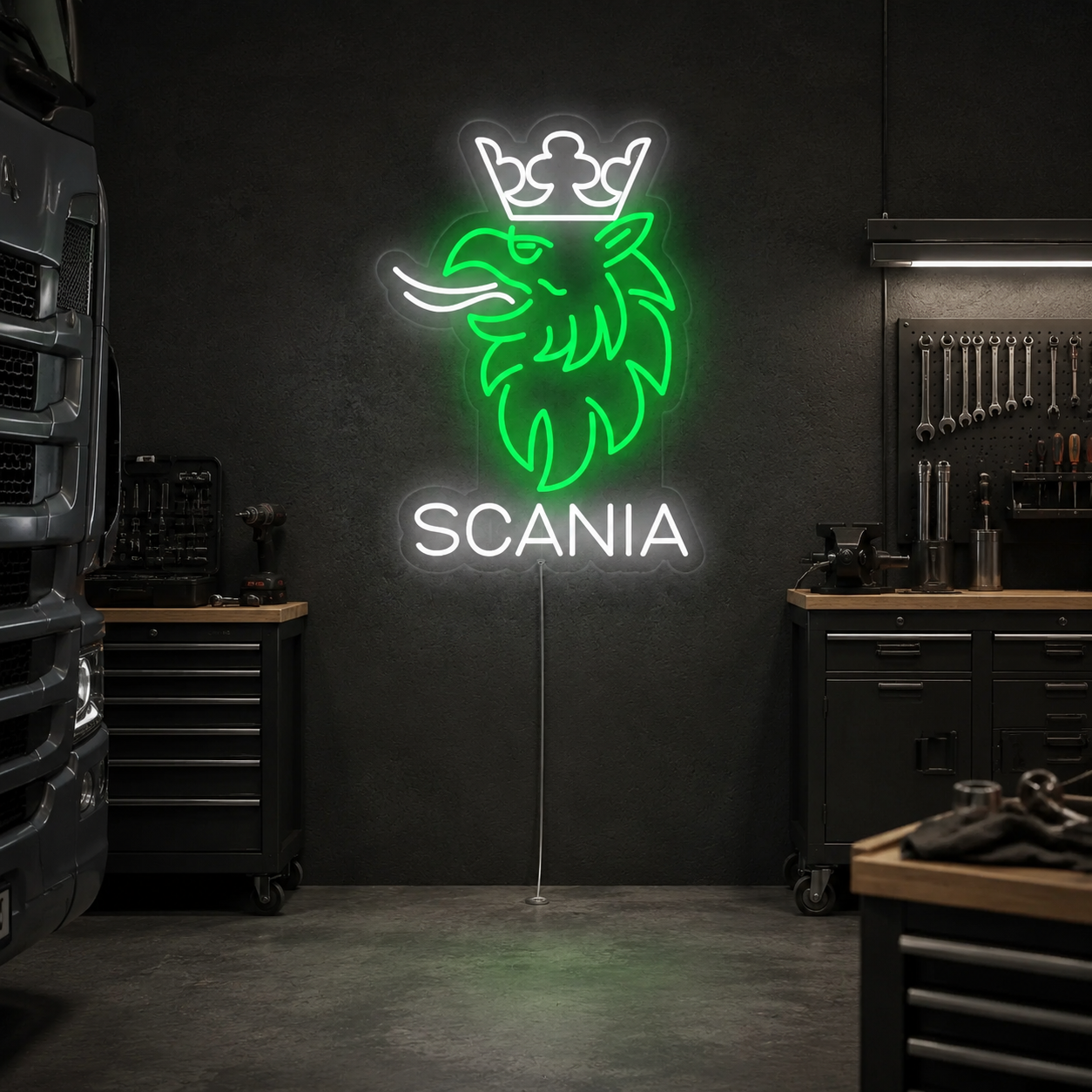 Eagle Crown Car Logo Neon Sign, Scania Truck Garage Wall Decor, Trucker Man Cave Light, Heavy Duty Driver Gift