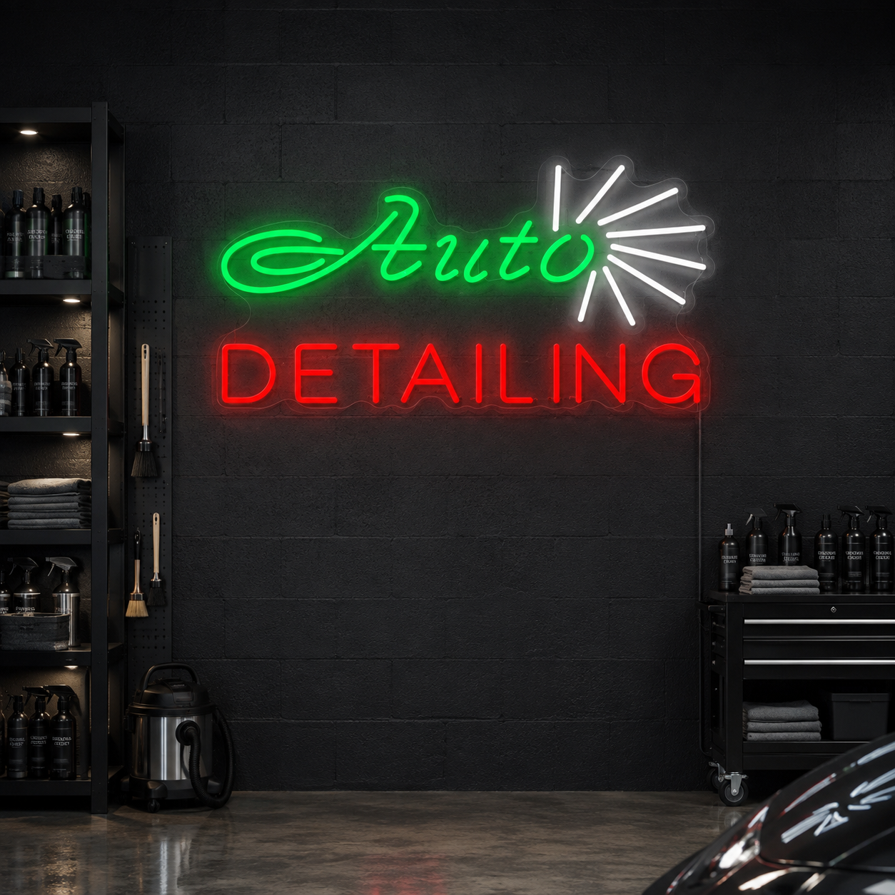 Auto Detailing Shop Neon Sign, Car Wash Garage Wall Decor, Professional Detailer Workshop Light, Auto Care Business Gift