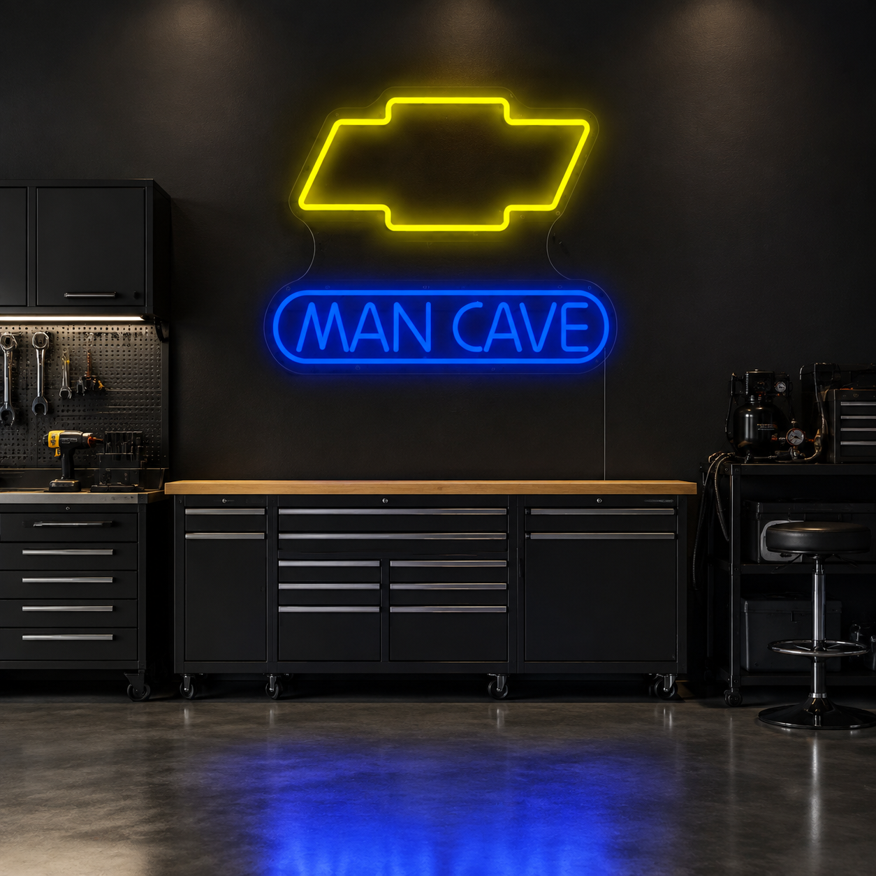 Chevy Man Cave Neon Sign, Chevrolet Garage Wall Decor, Classic Car Enthusiast Light, Automotive Gift For Him