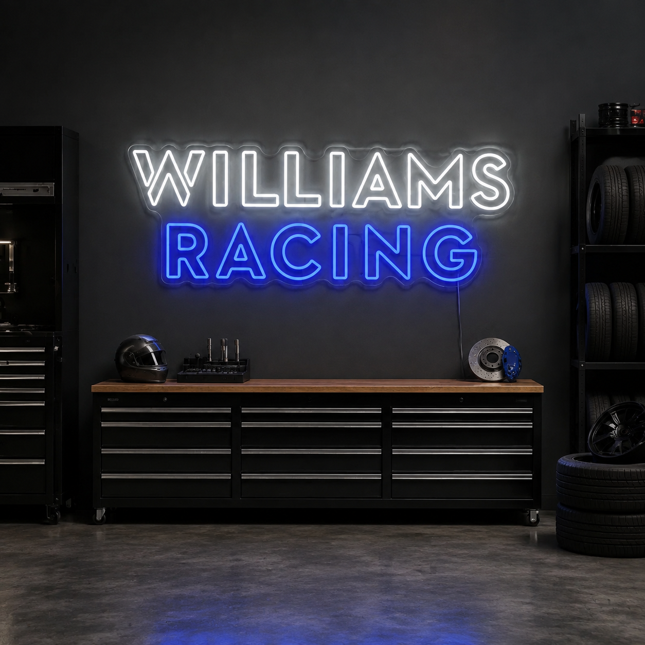 Williams Racing Neon Sign, Formula Racing Team Logo Wall Decor, Motorsport Garage Light, F1 Fan Gift