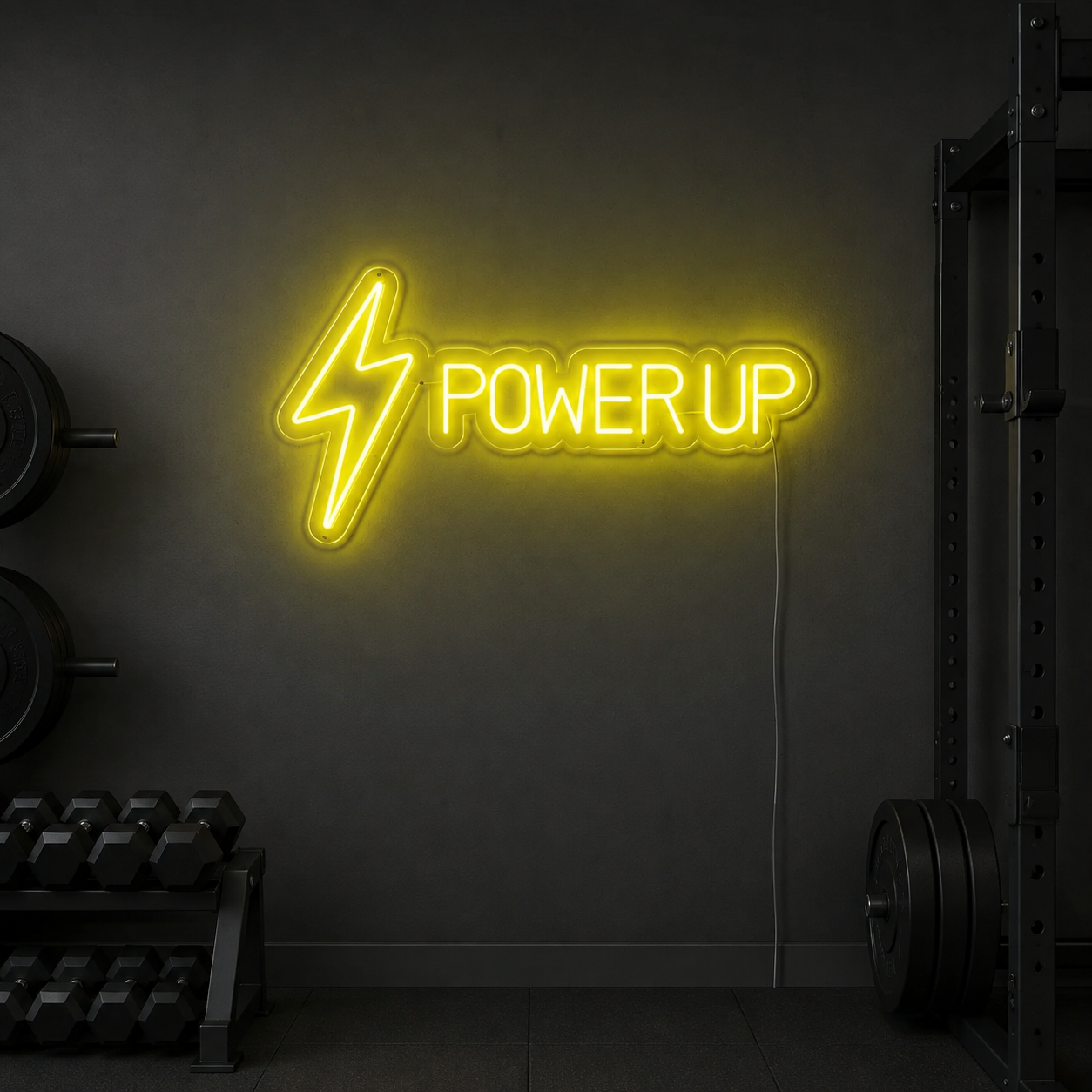 Power Up Neon Sign, Motivational Gym Quote Wall Art, Led Home Gym Decor, Fitness Studio Light, Workout Lover Gift