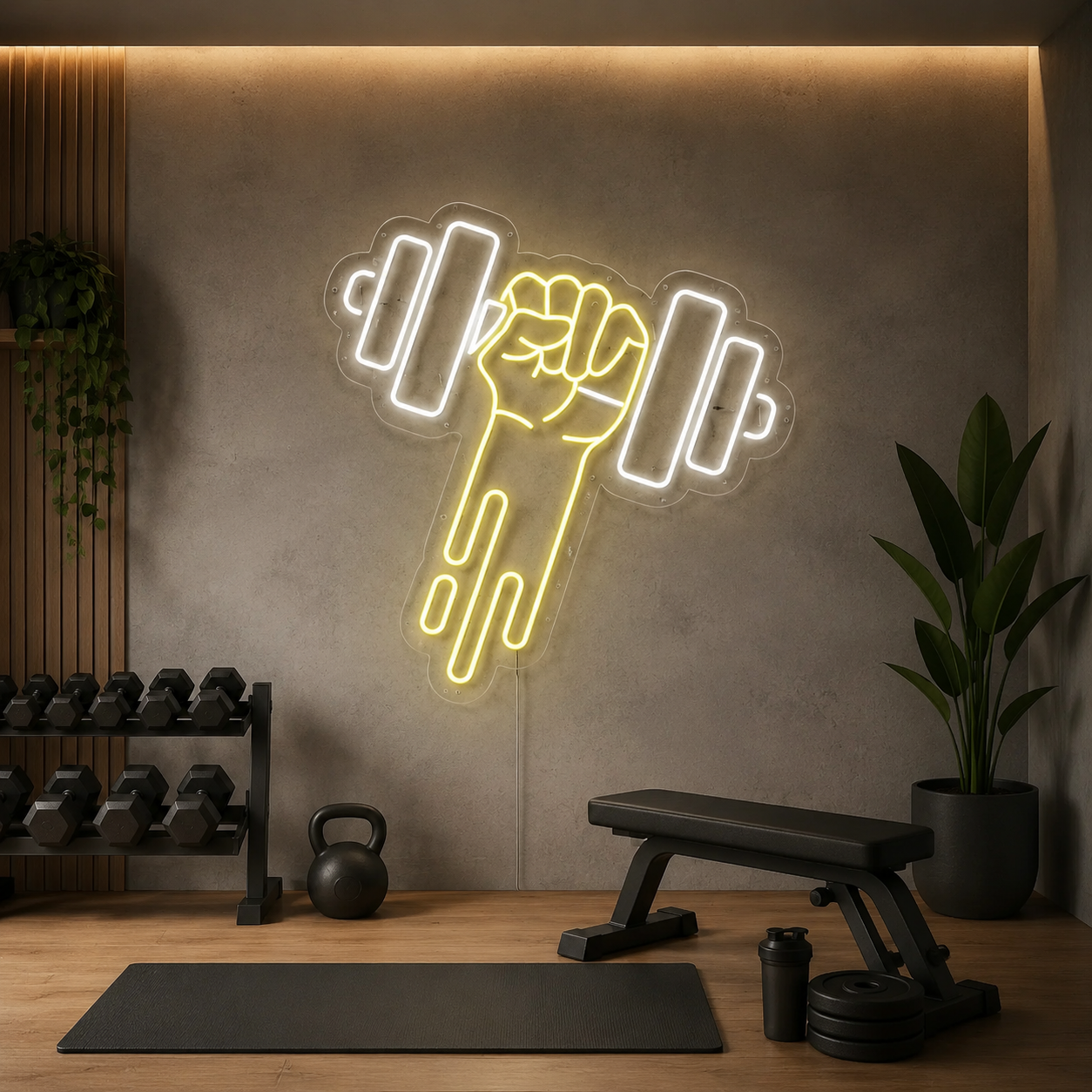 Gym Dumbbell Neon Sign, Fitness Neon Sign, Weightlifting Led Wall Light, Home Gym Decor, Personal Trainer Gift