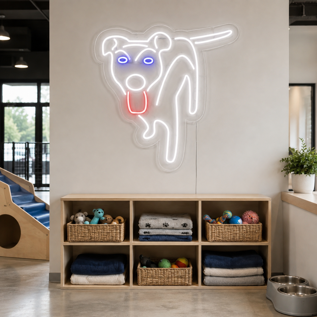 Dog Logo Neon Sign, Running Dog Led Wall Light, Dog Daycare Decor, Pet Shop Wall Art, Grooming Salon Sign, Dog Lover Gift