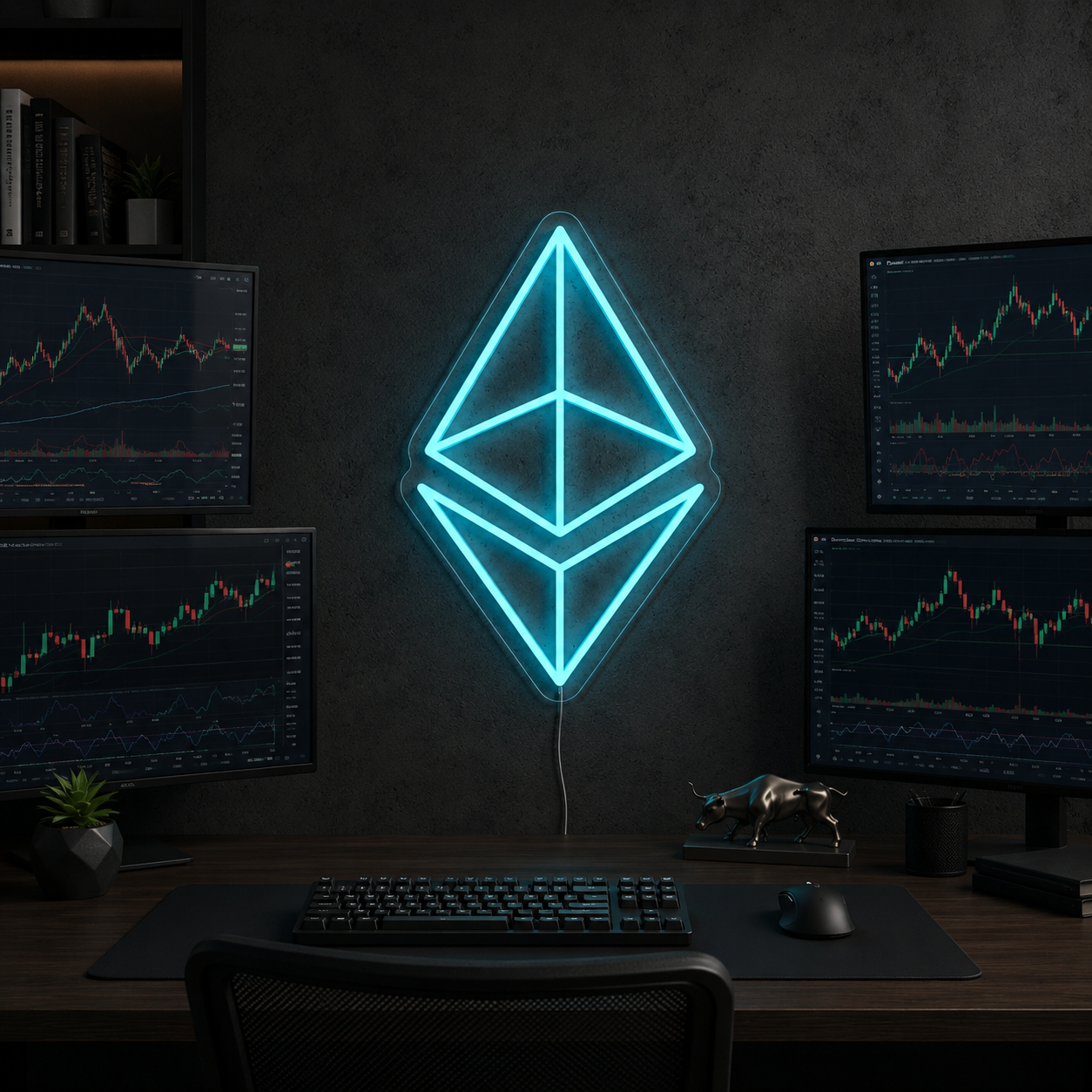 Ethereum Eth Neon Sign, Crypto Logo Led Wall Light, Cryptocurrency Trading Room Decor, Gaming Setup & Ethereum Investor Gift