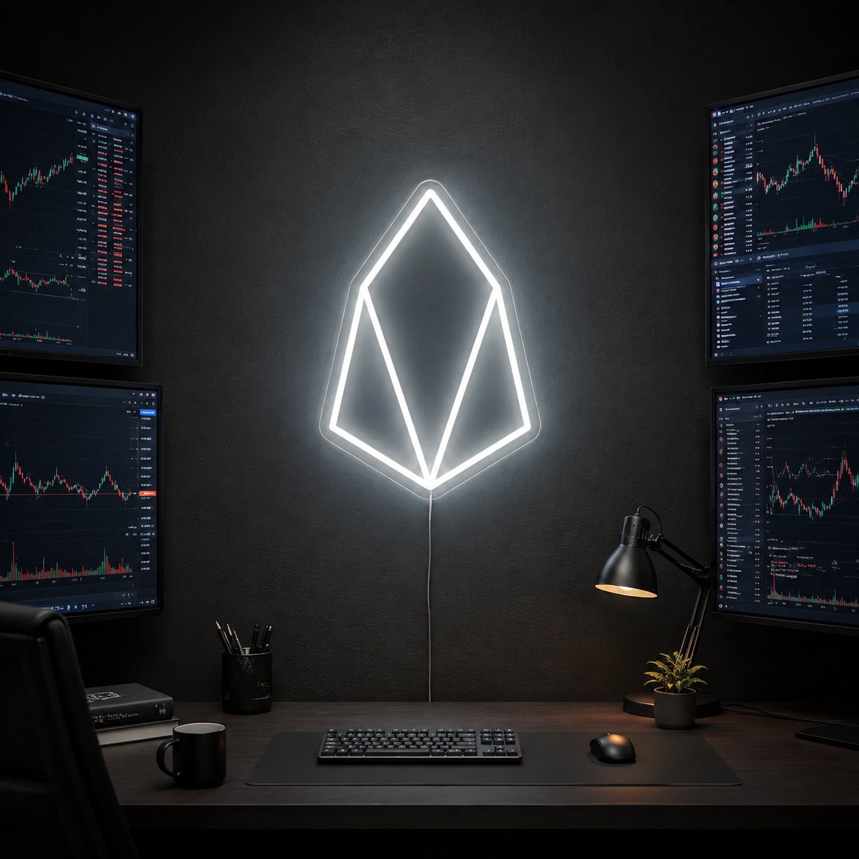Eos Coin Neon Sign, Cryptocurrency Logo Led Wall Light, Crypto Trading Office Decor, Gaming Room Sign & Blockchain Investor Gift