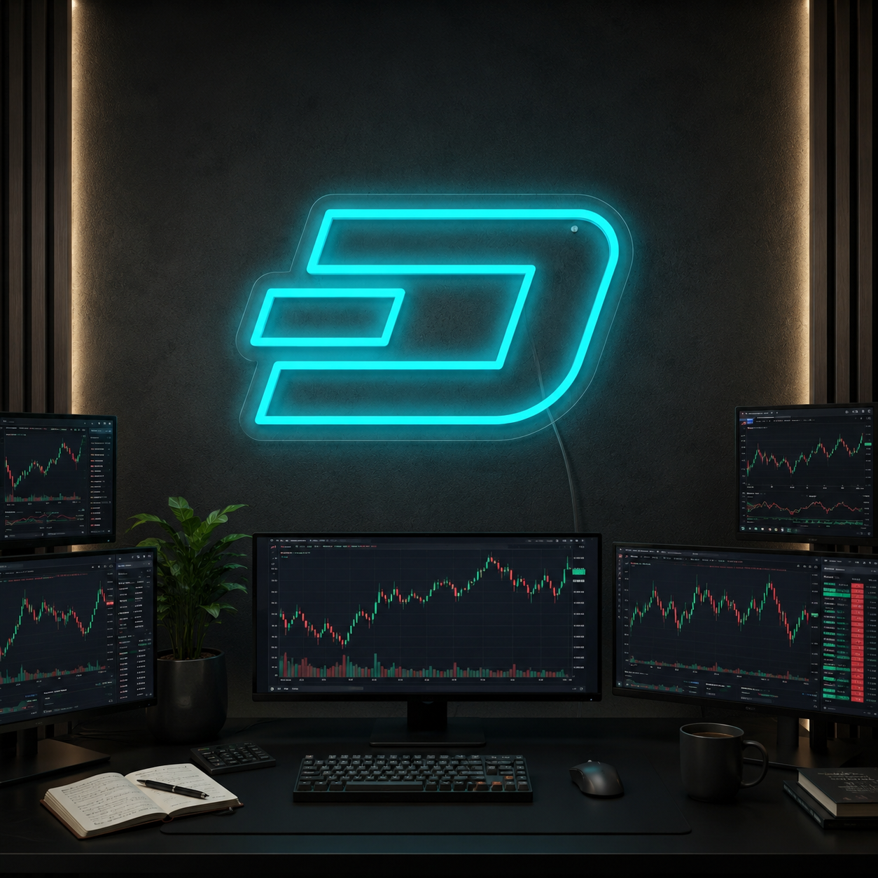 Dash Coin Neon Sign, Dash Cryptocurrency Logo Led Wall Light, Crypto Trading Room Decor, Gaming Setup & Blockchain Investor Gift