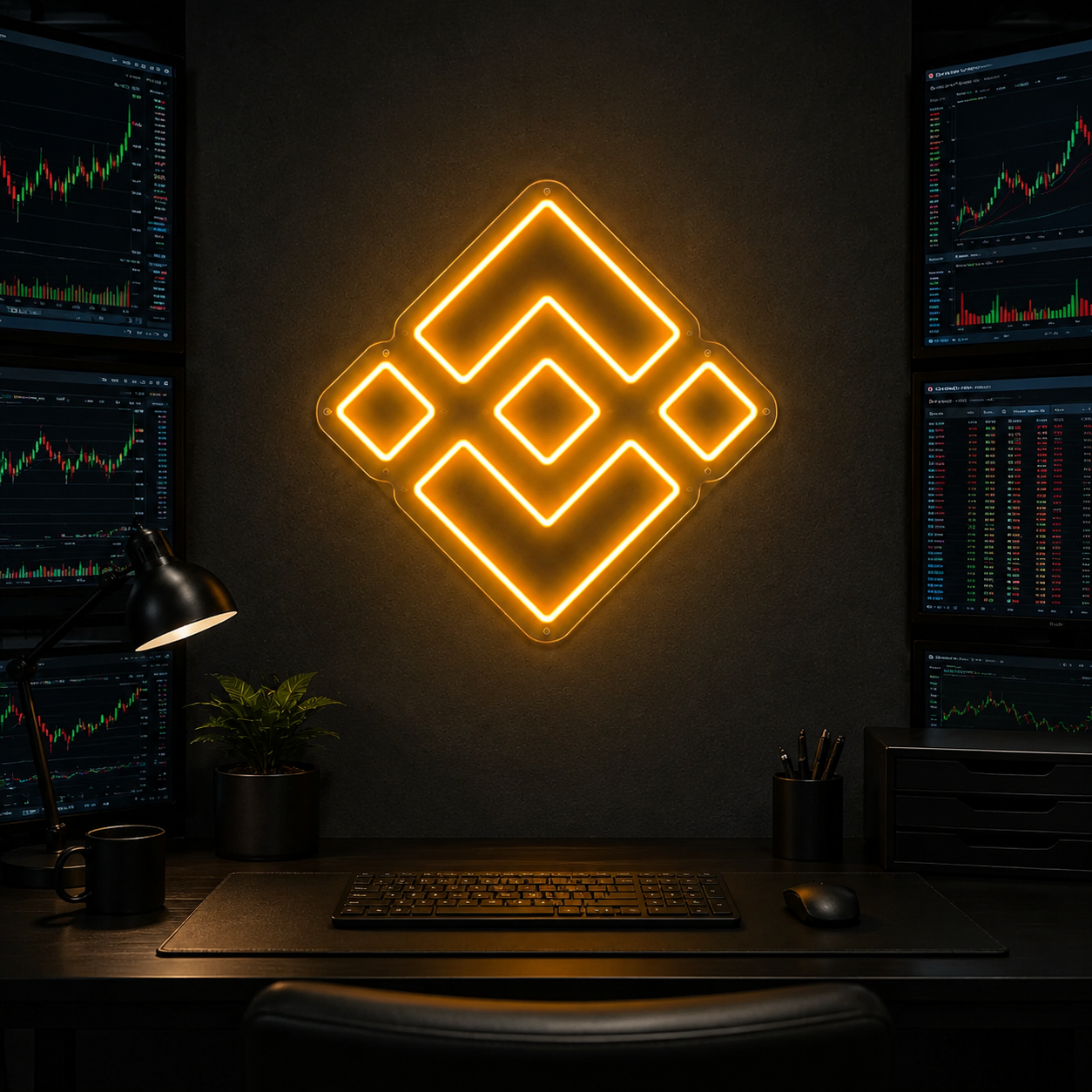 Bnb Binance Neon Sign, Crypto Logo Led Wall Light, Cryptocurrency Trading Office Decor, Modern Man Cave & Bnb Investor Gift