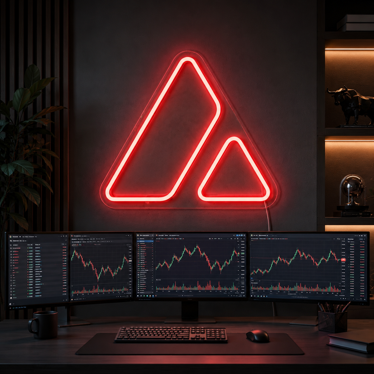 Avax Avalanche Neon Sign, Red Crypto Logo Led Wall Light, Cryptocurrency Trading Room Decor, Gaming Setup & Avax Investor Gift
