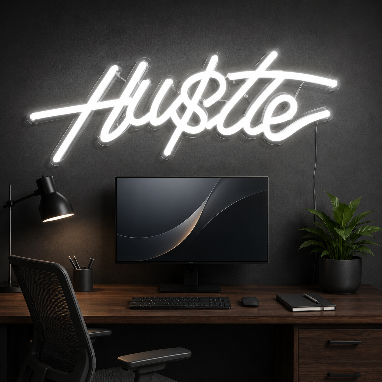 Hustle Neon Sign, Motivational Quote Neon Wall Light For Home Office, Gym, Barbershop, Business Decor And Entrepreneur Gift
