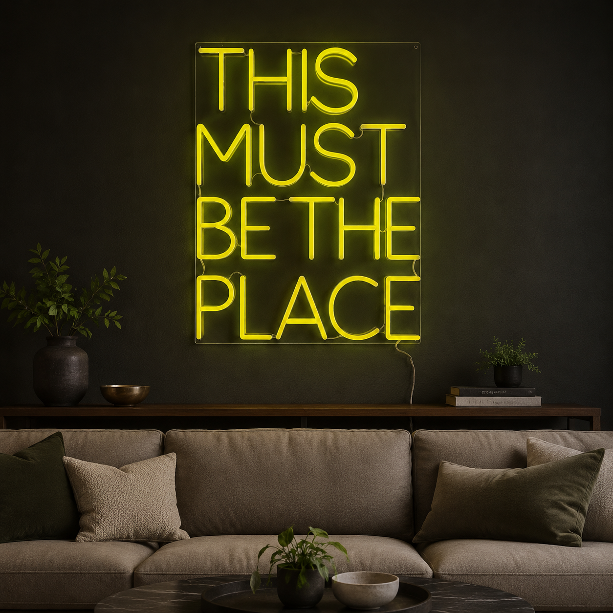 This Must Be The Place Neon Sign, Cozy Living Room Wall Decor, Home Quote Led Light, Housewarming Gift For Couples
