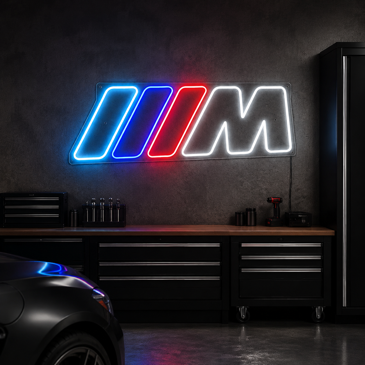 Bmw M Power Logo Neon Sign, Motorsport Led Wall Light, Garage Decor, Sim Racing Room Sign, Automotive Gift