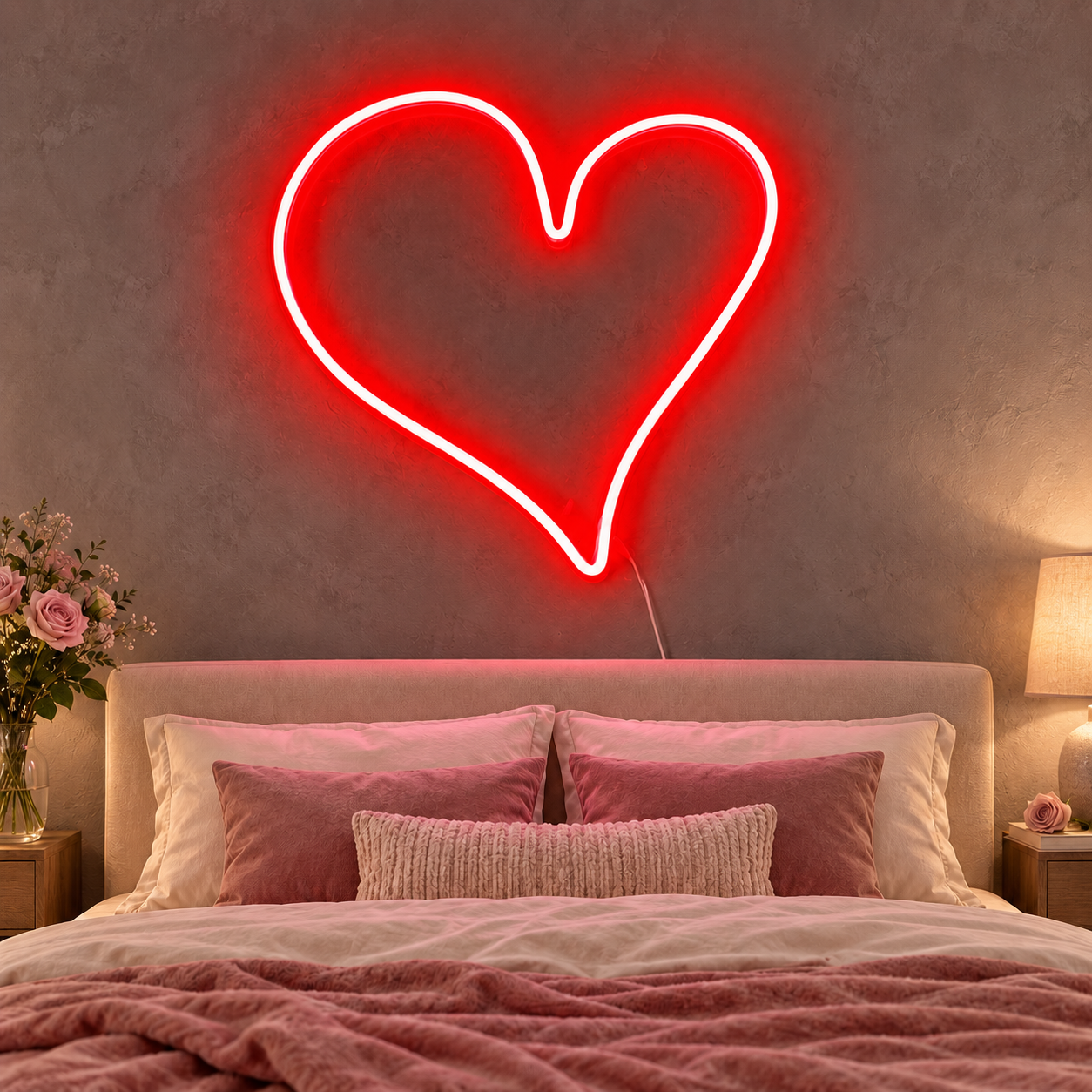 Classic Red Heart Neon Sign, Romantic Bedroom Wall Light, Minimalist Love Decor, Wedding And Anniversary Gift
