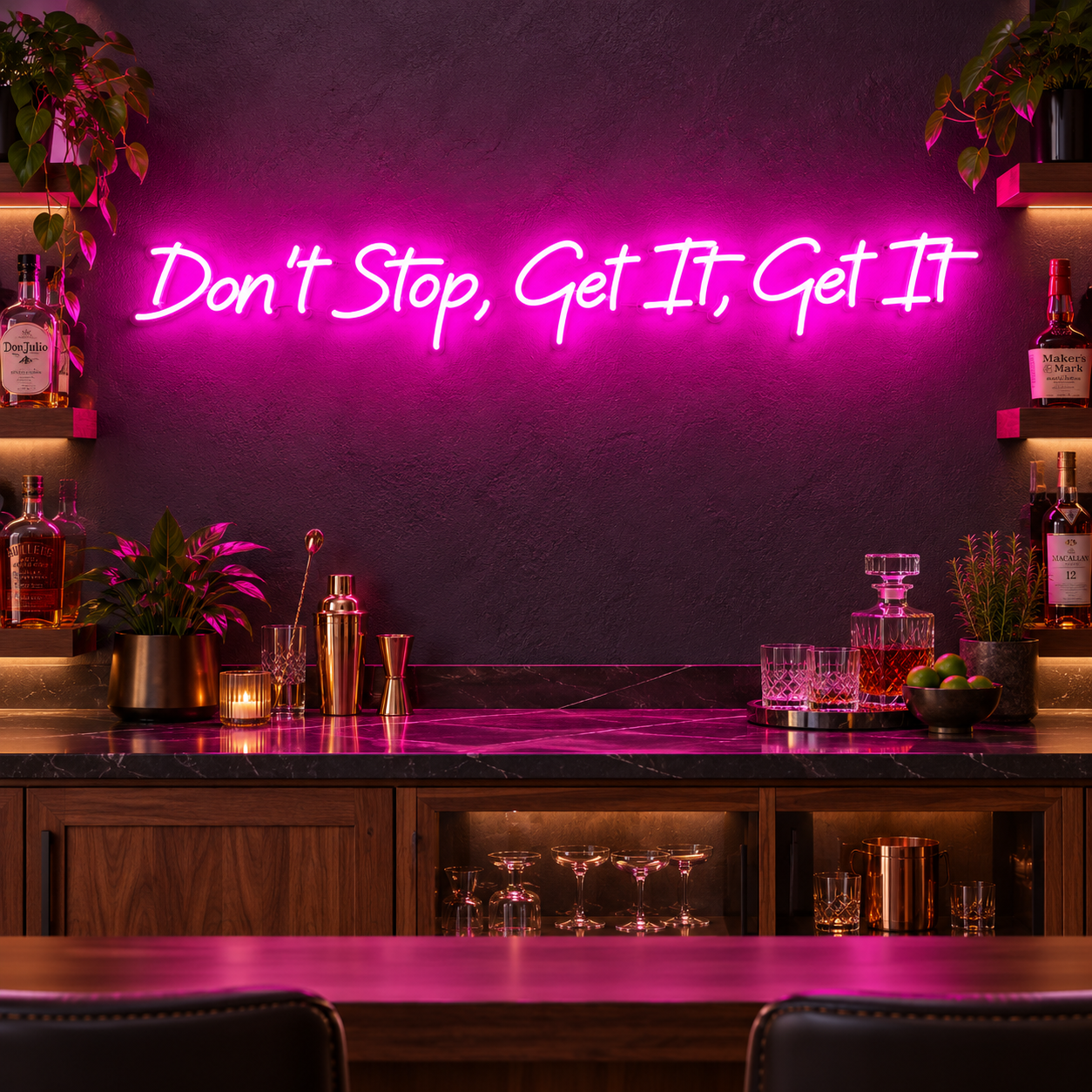 Don'T Stop Get It Get It Neon Sign, Pink Quote Led Wall Light, Home Bar Decor, Party Room Sign, Music Room And Game Room Gift