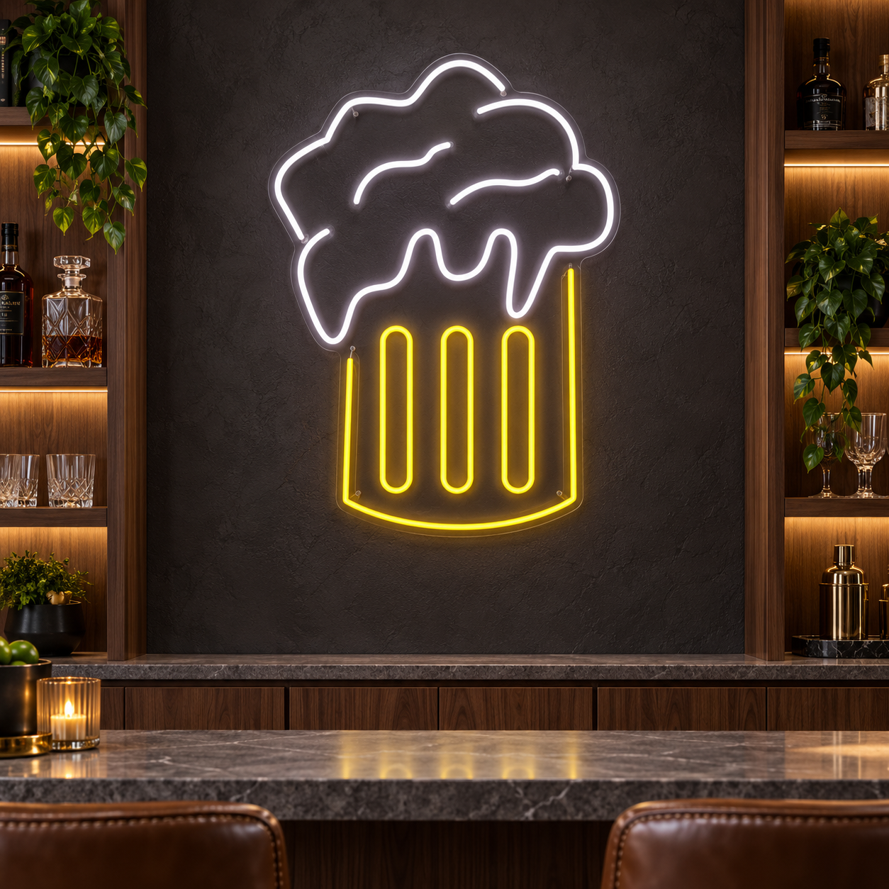 Foamy Beer Mug Neon Sign, Overflowing Pint Led Wall Light, Home Bar Pub Decor, Man Cave Sign, Birthday Gift For Beer Lovers