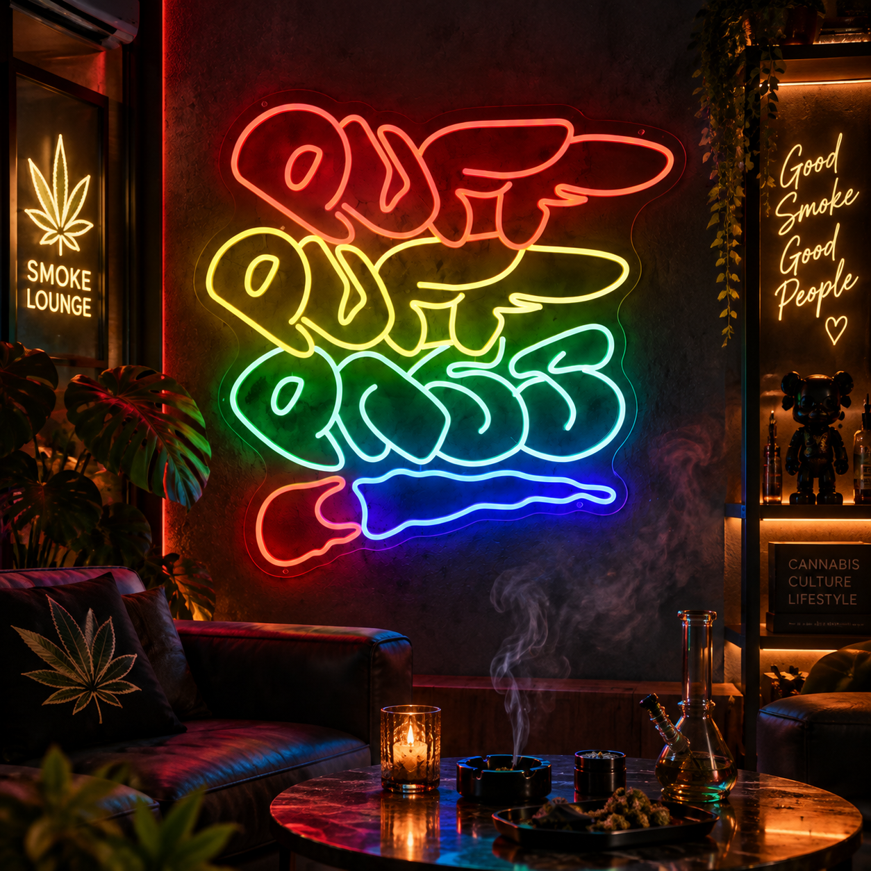 Puff Puff Neon Sign Led Light, Smoke Lounge Wall Decor, 420 Neon Lamp, Chill Room Neon Sign, Home Bar Wall Art, Gaming Room Decor, Man Cave Neon Light