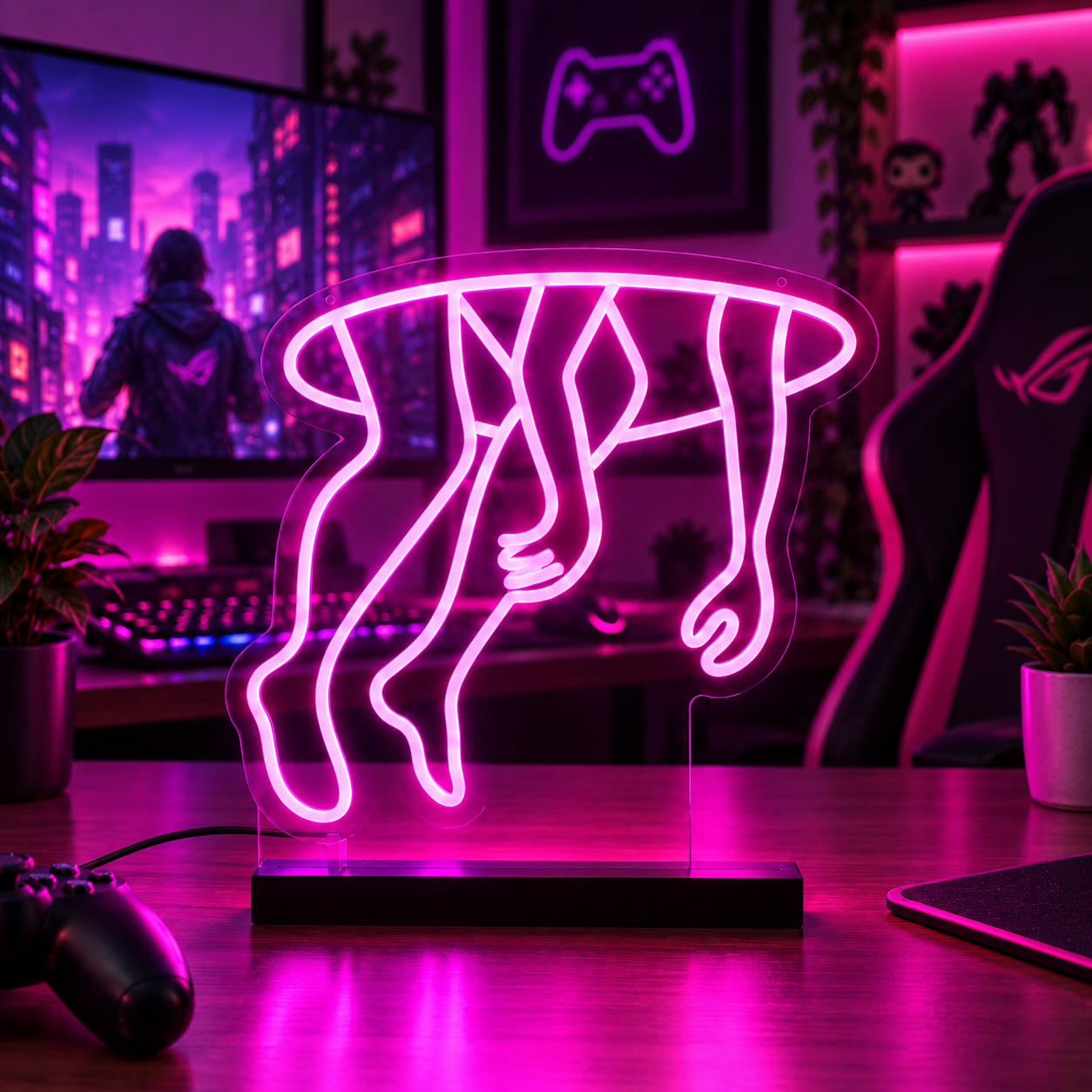 Man Are Sucked In A Hole Neon Sign Led Light, Surreal Neon Wall Decor, Pink Aesthetic Room Decor, Dark Humor Neon Lamp, Gaming Room Wall Art, Halloween Room Sign