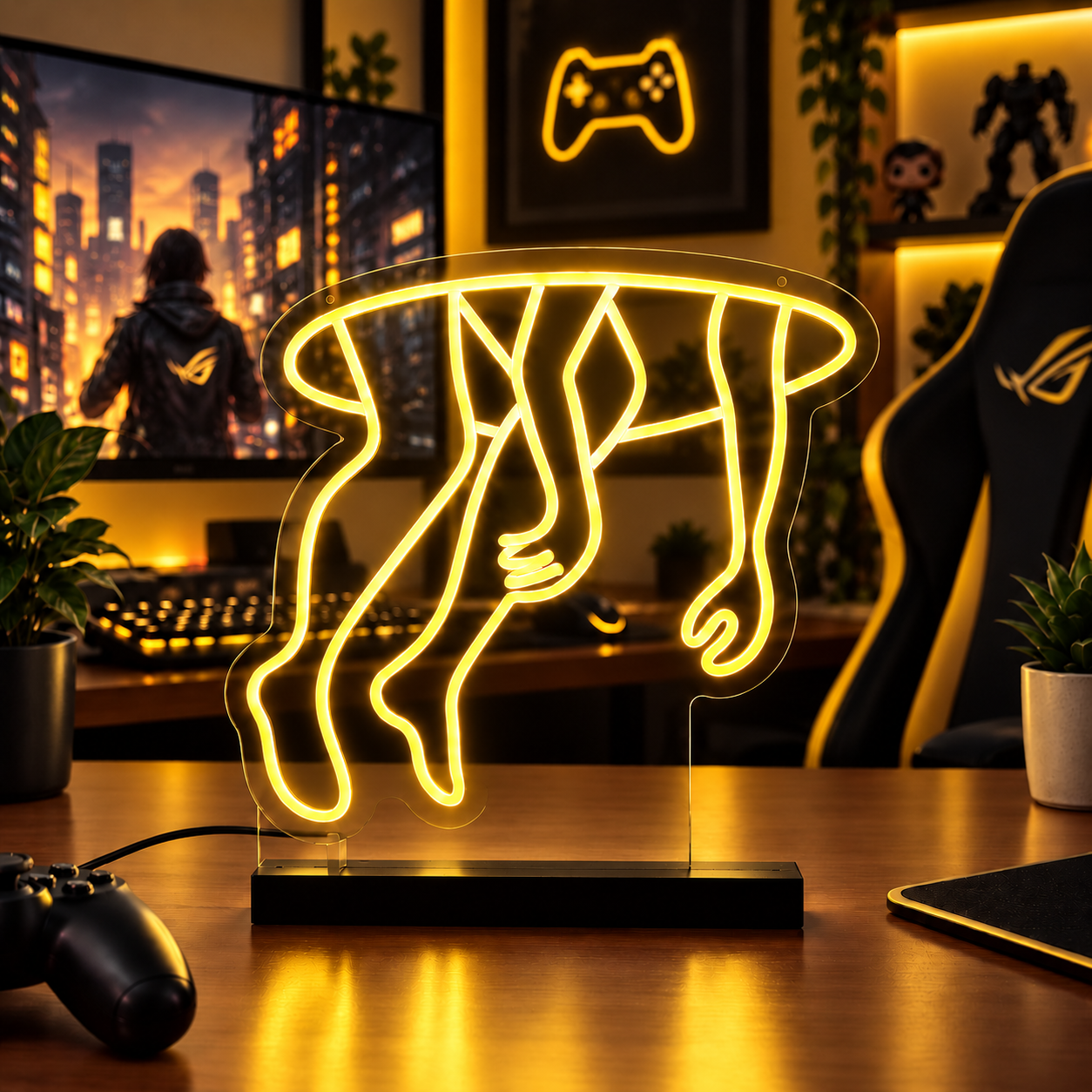Man Are Sucked In A Hole Neon Sign Led Light, Surreal Neon Wall Decor, Yellow Aesthetic Room Decor, Dark Humor Neon Lamp, Gaming Room Wall Art, Halloween Room Sign