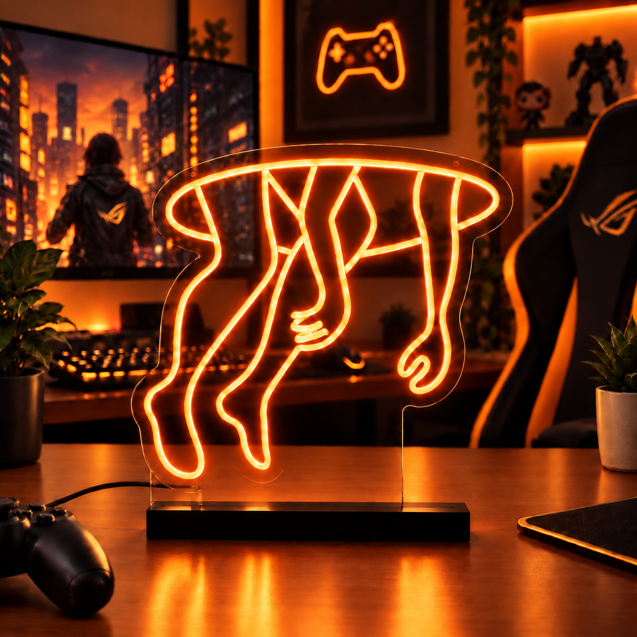 Man Are Sucked In A Hole Neon Sign Led Light, Surreal Neon Wall Decor, Orange Aesthetic Room Decor, Dark Humor Neon Lamp, Gaming Room Wall Art, Halloween Room Sign