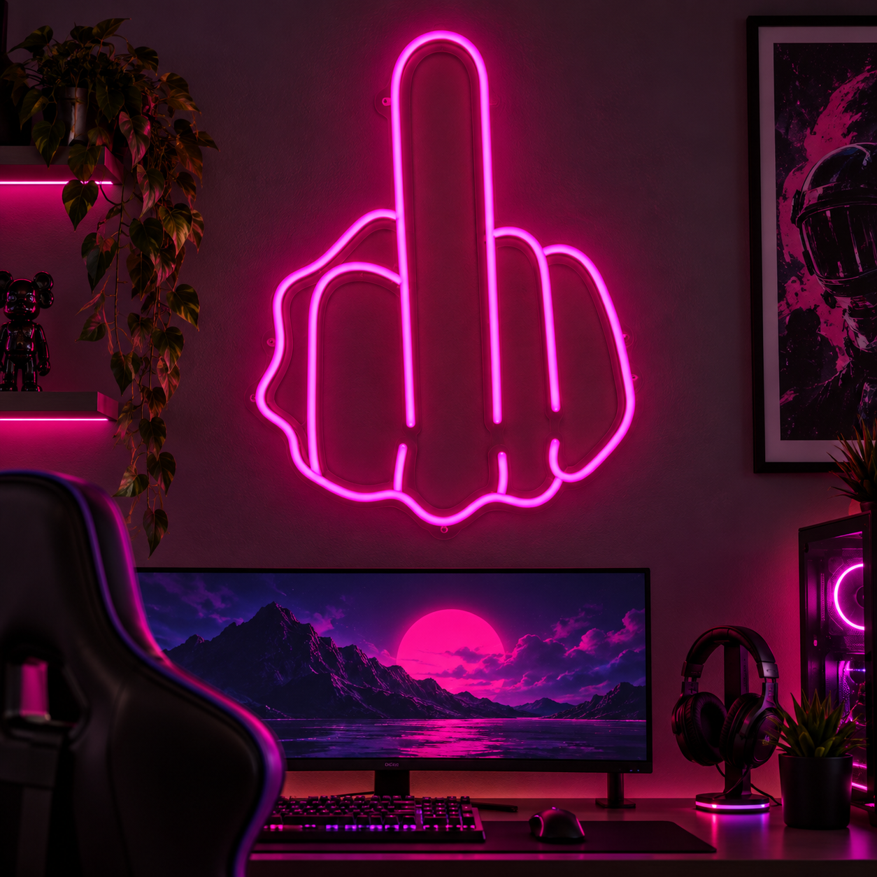 Middle Finger Neon Sign Led Light, Hand Gesture Neon Wall Decor, Funny Edgy Neon Lamp, Gaming Room Decor, Man Cave Wall Art, Street Style Room Sign