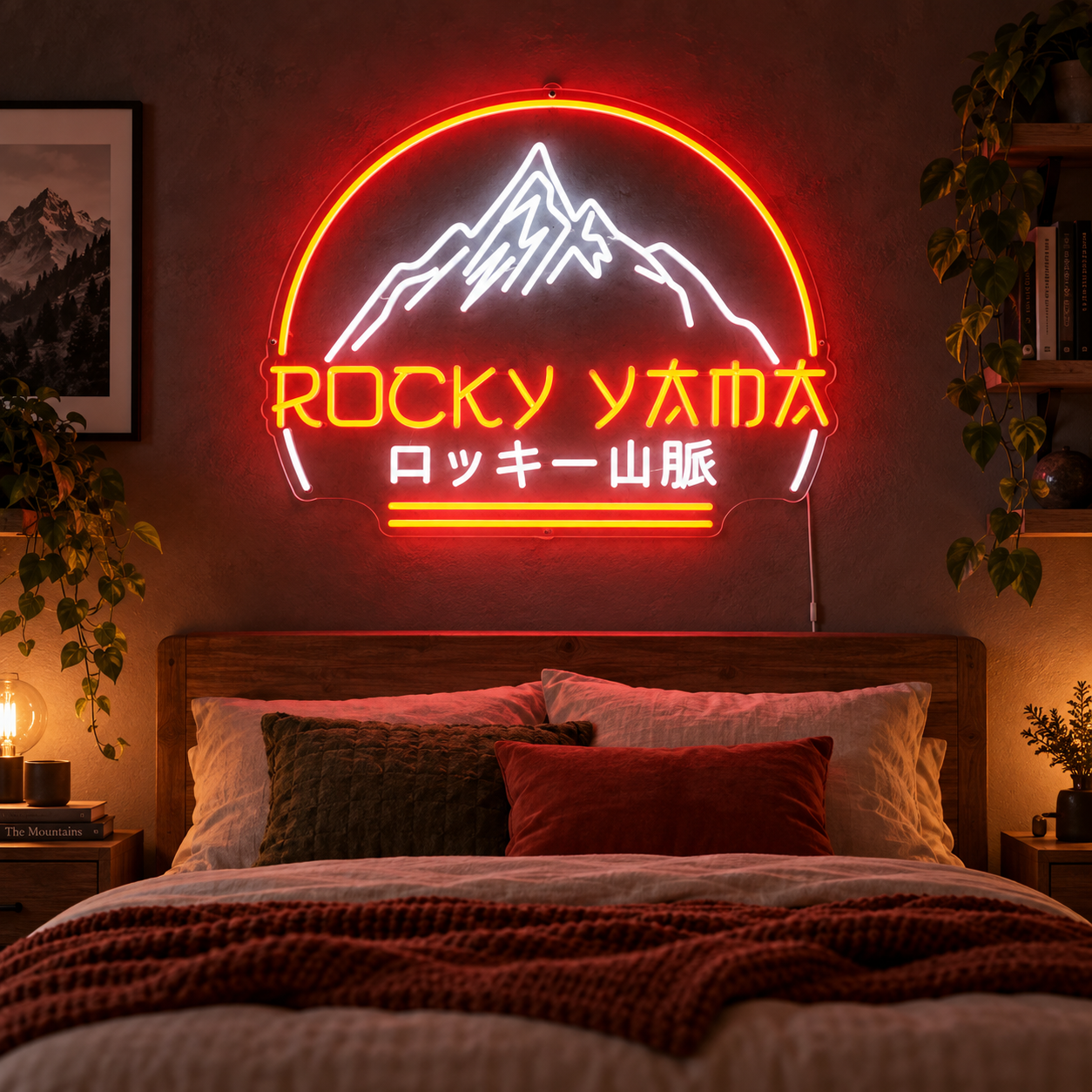 The Rocky Mountains Neon Sign, Mountain Led Light Wall Decor, Adventure Room Aesthetic, Travel Lover Gift, Cabin Style Bedroom Decor