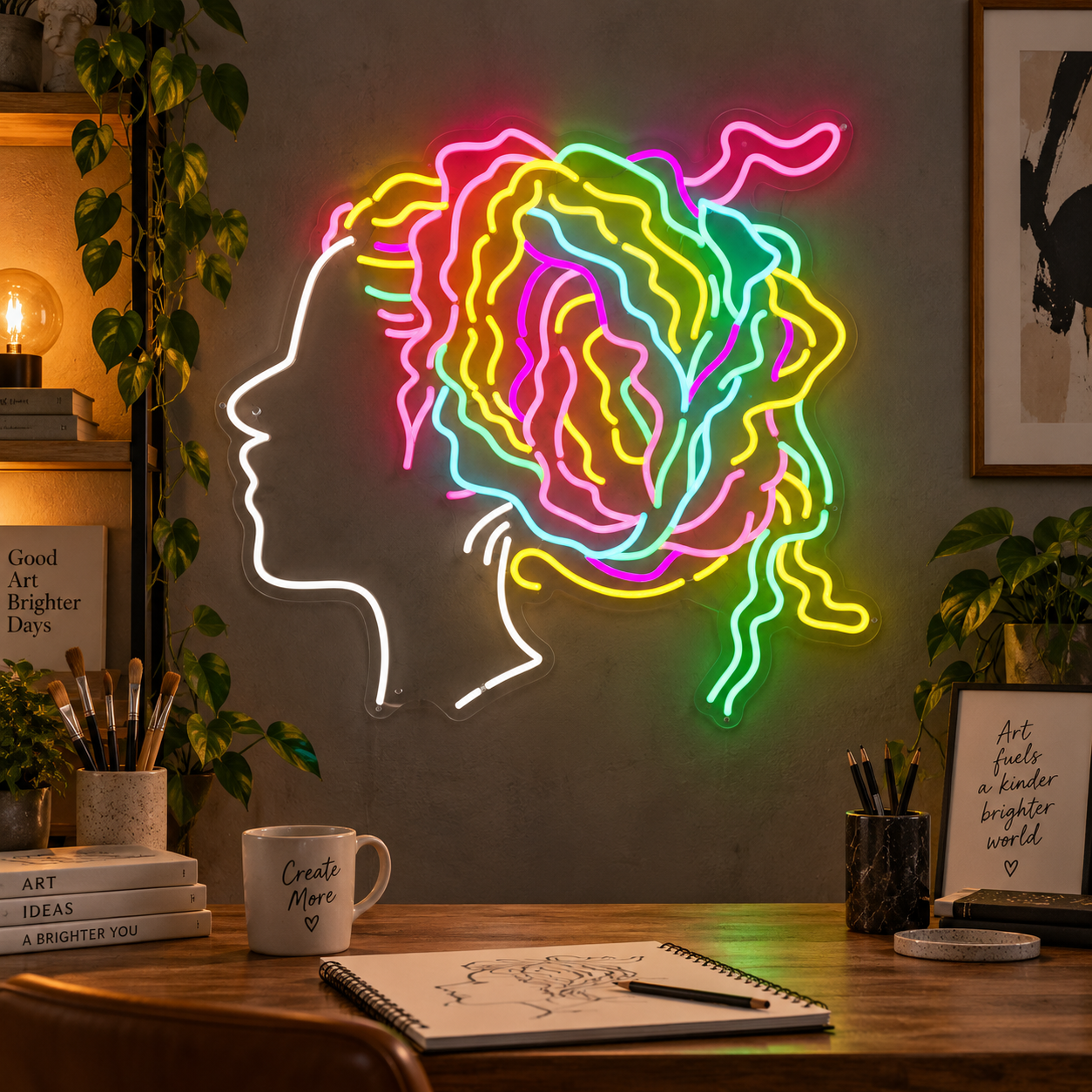 Colorful Brainstorming Neon Sign, Creative Led Wall Light For Office Decor, Designer Workspace Aesthetic, Gaming Room Art, Unique Gift