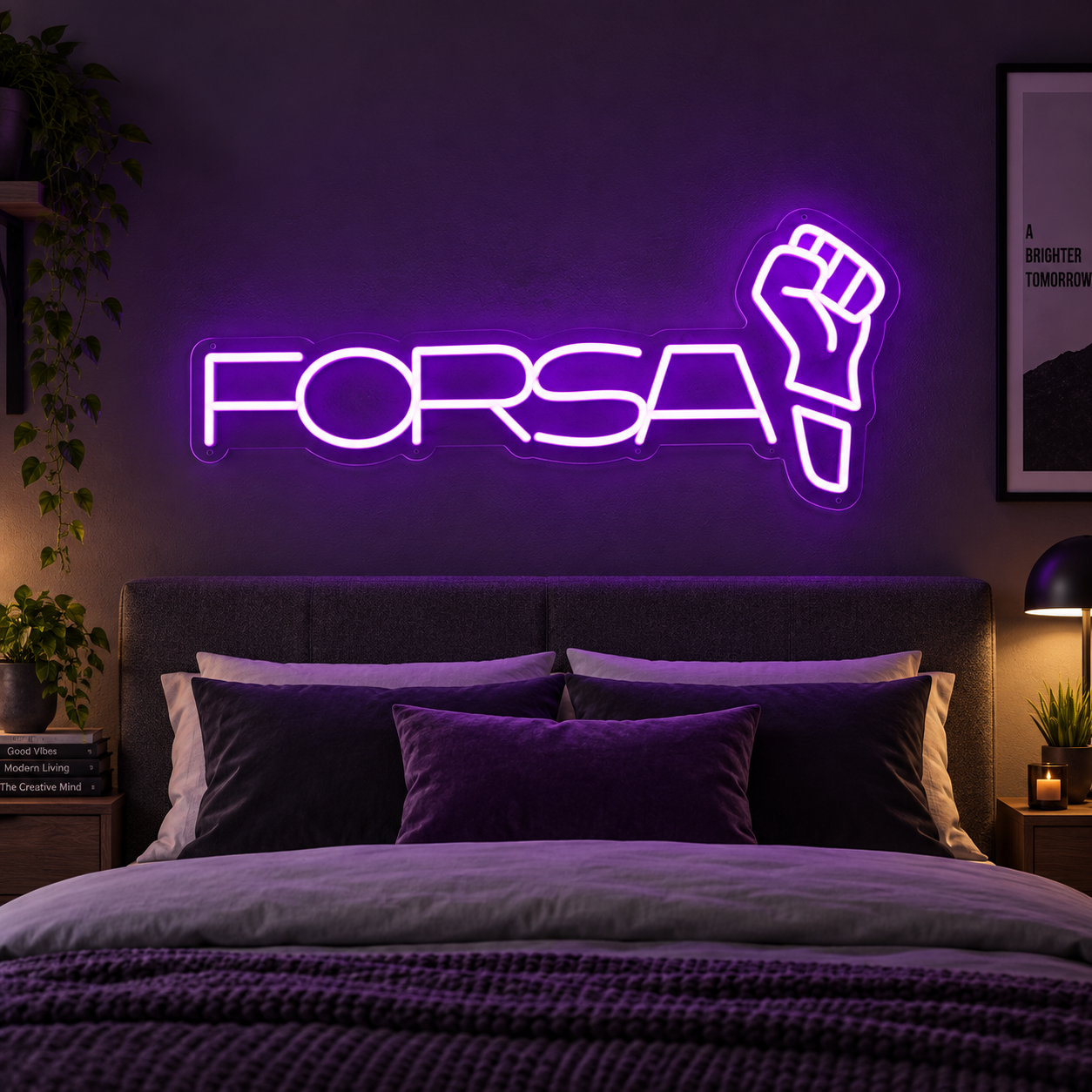 Forsa Dark Purple Neon Sign, Led Wall Light For Women Empowerment Office Decor, Creative Studio Aesthetic, Feminist Room Wall Art, Unique Gift