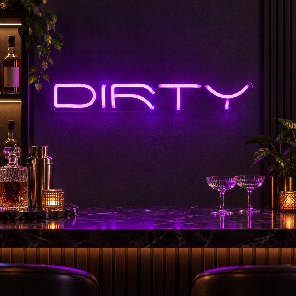 Dirty Neon Sign, Purple Led Wall Light For Home Bar Decor, Party Room Aesthetic, Modern Bedroom Lighting, Lounge Room Wall Art Gift