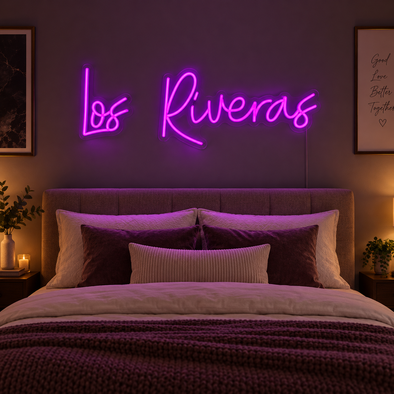 Los Riveras Neon Sign, Family Name Led Wall Light, Bedroom Decor, Wedding Wall Art, Couple Gift, Home Sign