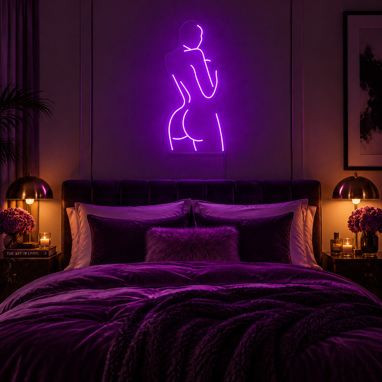 Body Lines Aesthetic Female Back View Neon Sign, Purple LED Wall Light for Bedroom Decor, Feminine Room Art, Glam Vanity Lighting, Unique Gift