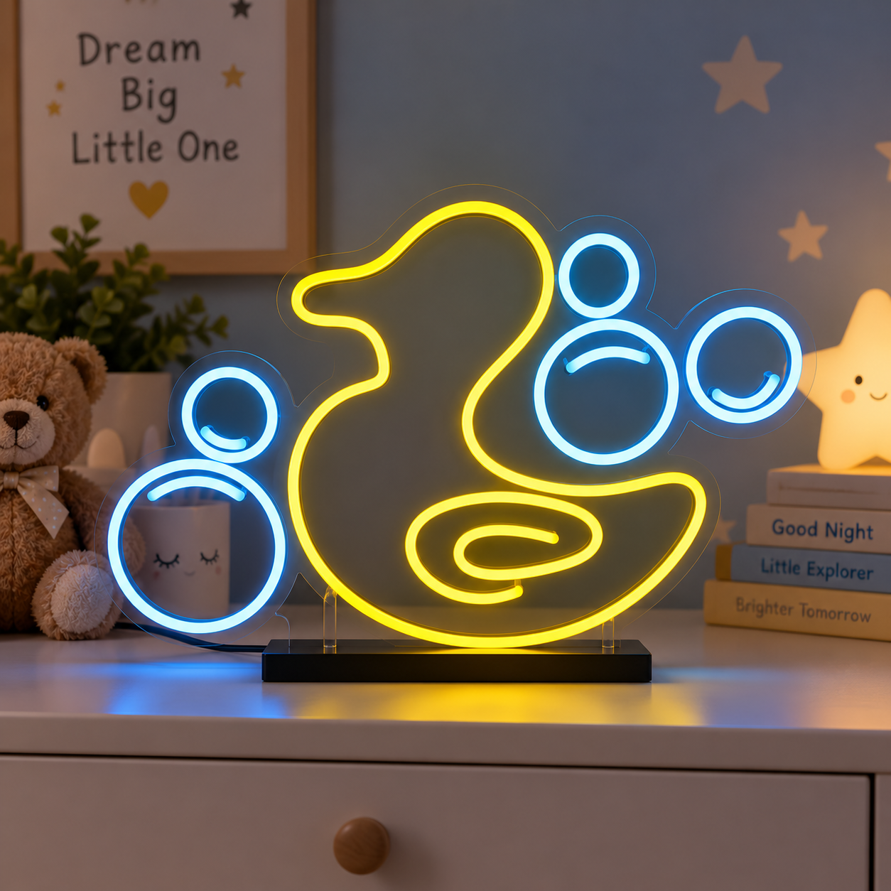 Little Yellow Duck Neon Sign, Cute Animal LED Neon Light For Kids Room, Baby Nursery Wall Decor, Duck Lover Gift, Playroom Decoration, Cute Bedroom Lighting